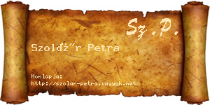 Szolár Petra névjegykártya